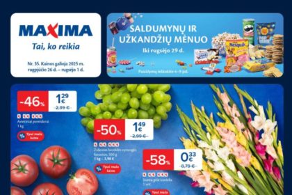 Maxima akcijos ir leidiniai: savaitiniai, savaitgalio ir teminiai pasiūlymai