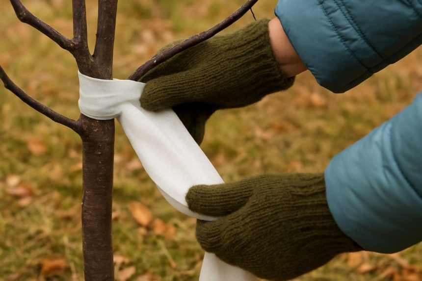 Kaip teisingai apsaugoti jaunus medelius rudenį: kamieno apvyniojimo būdas