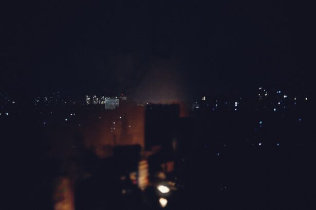 City lights twinkling at night from afar