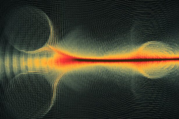 Abstract visualization of light waves interacting with spheres