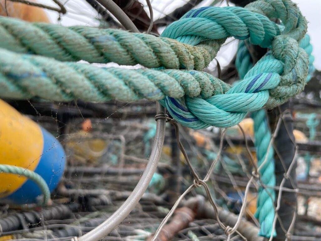 a close up of ropes and ropes on a boat
