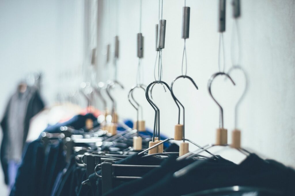 black and blue clothes hanger