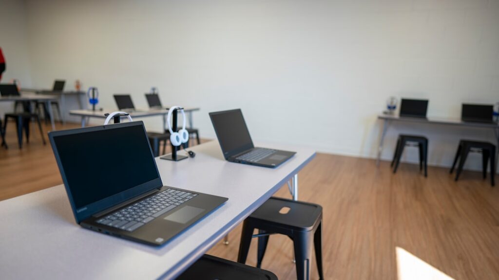 laptops on a table