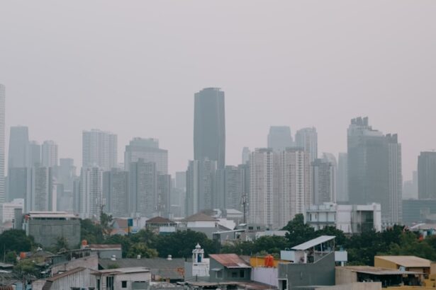 A view of a city from a rooftop top
