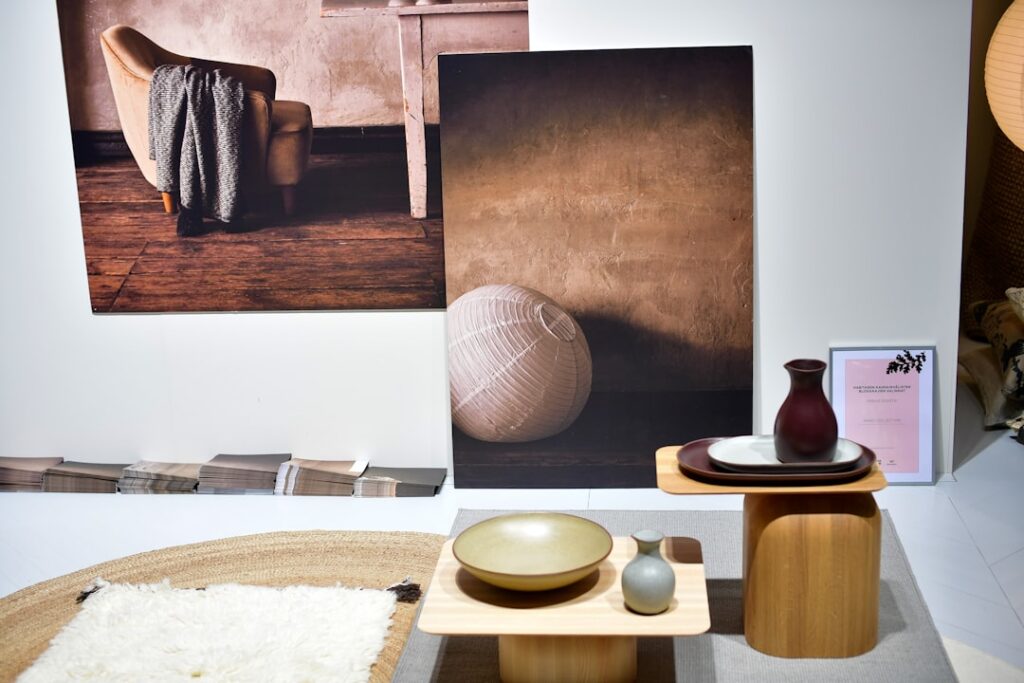 Interior design display with furniture and decor