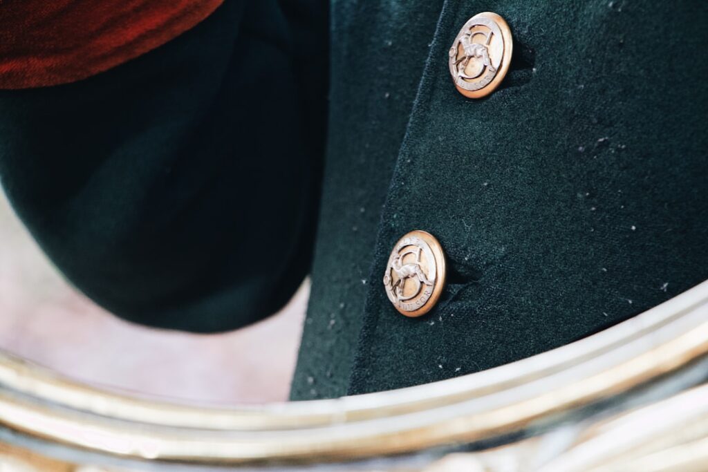 a close up of a person's pants with buttons on them