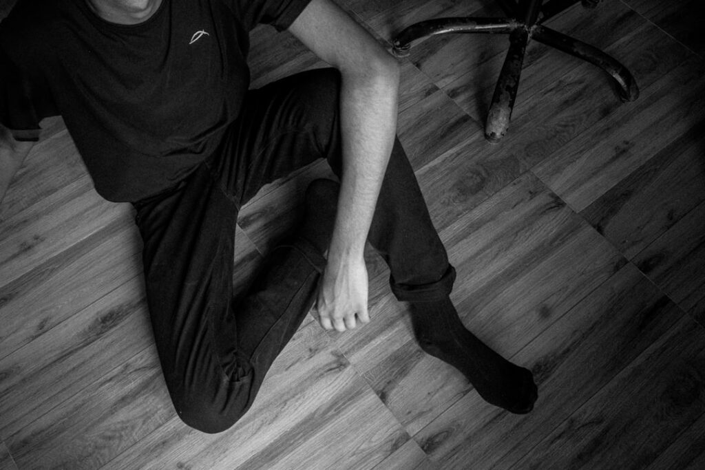 a man wearing high heels