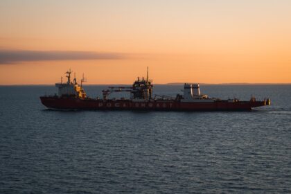 a large ship in the water