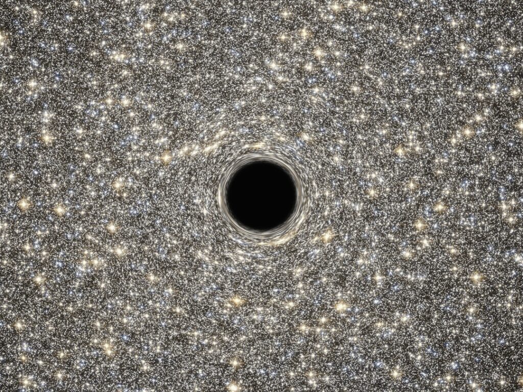 a black hole in the center of a star field