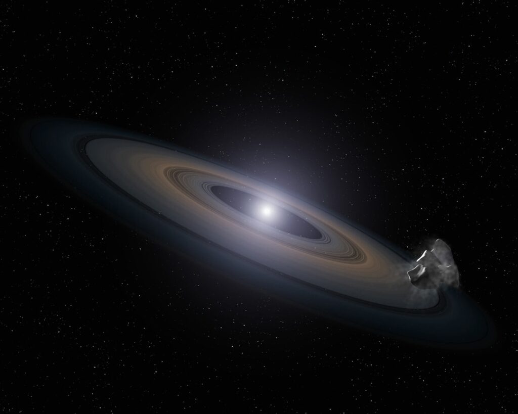 an artist's impression of a black hole in the sky